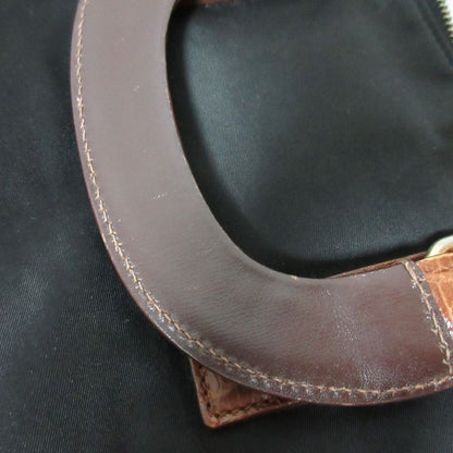 Good Prada Nylon and Leather Handbag Black Brown Women's Used