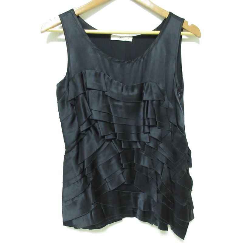 Prada Silk Satin Tiered Tank Top Size 38 Black Women's Used