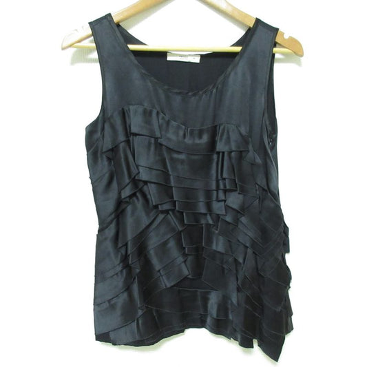 Prada Silk Satin Tiered Tank Top Size 38 Black Women's Used