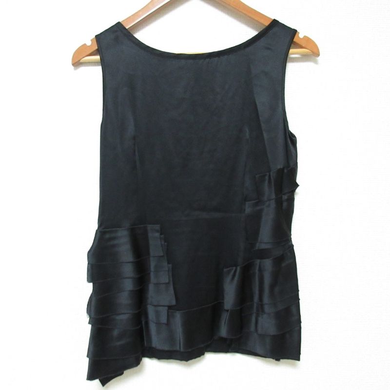 Prada Silk Satin Tiered Tank Top Size 38 Black Women's Used
