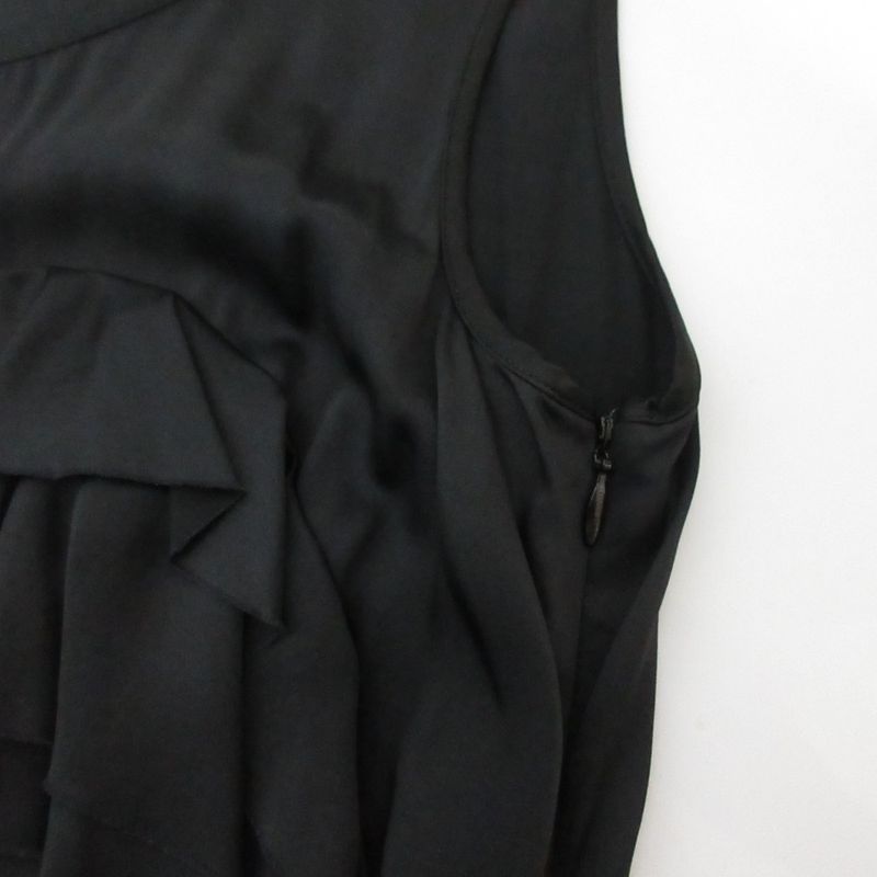 Prada Silk Satin Tiered Tank Top Size 38 Black Women's Used
