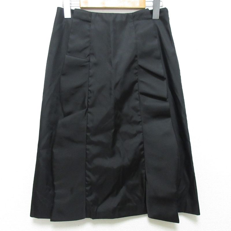Prada Nylon Ruffle Skirt Size 38 Black Women's Used