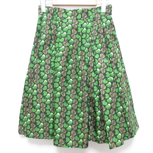 Prada Heart Gathered Flared Skirt Size 40 Green Women's Used