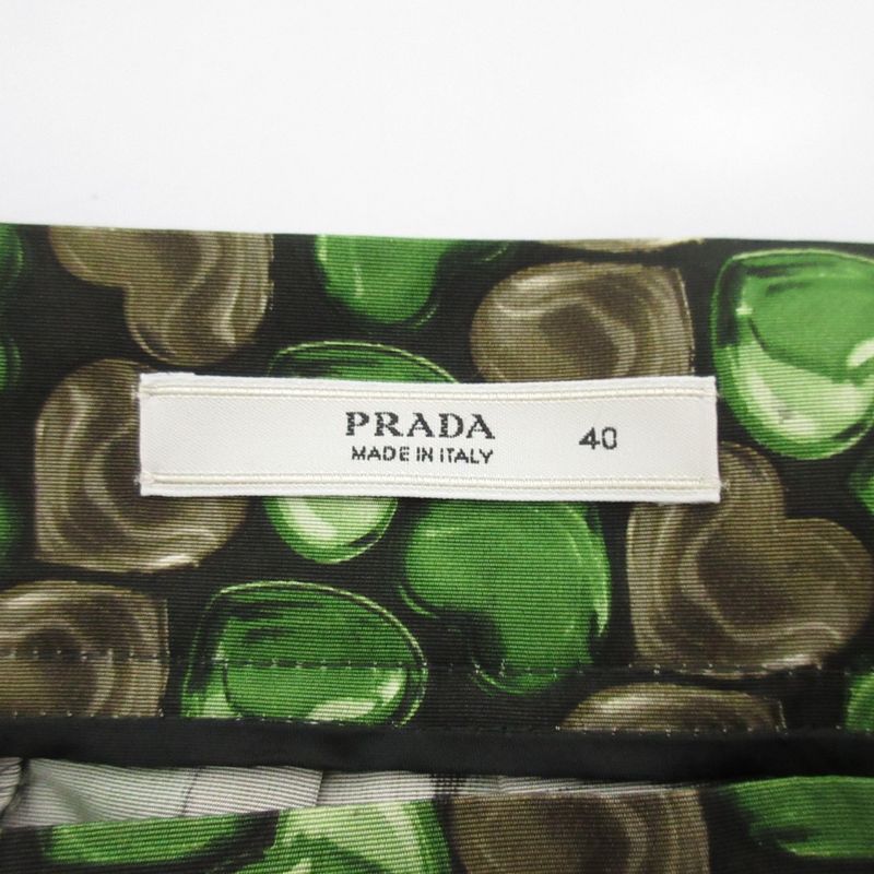 Prada Heart Gathered Flared Skirt Size 40 Green Women's Used