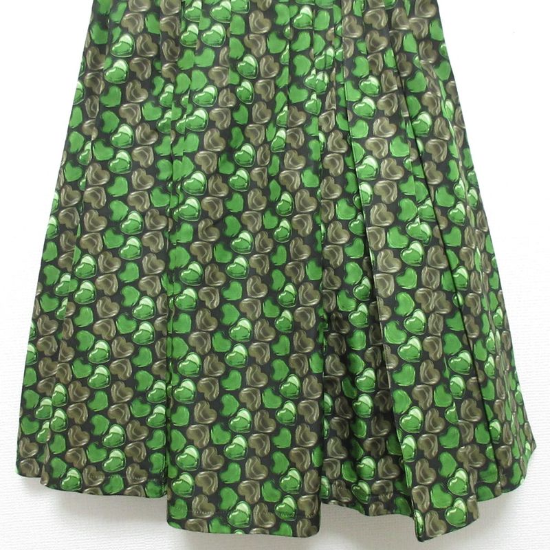 Prada Heart Gathered Flared Skirt Size 40 Green Women's Used