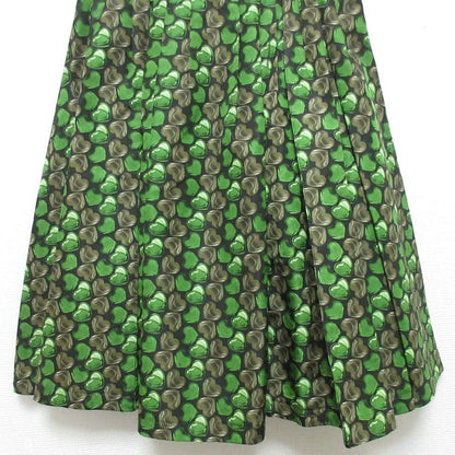 Prada Heart Gathered Flared Skirt Size 40 Green Women's Used