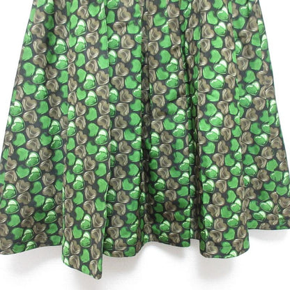 Prada Heart Gathered Flared Skirt Size 40 Green Women's Used