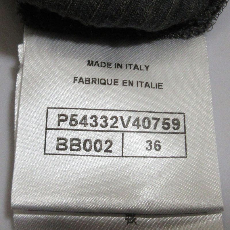 Good Chanel Pearl Embellishment Rib Knit Cut and Sewn P54332 Size 36 Gray