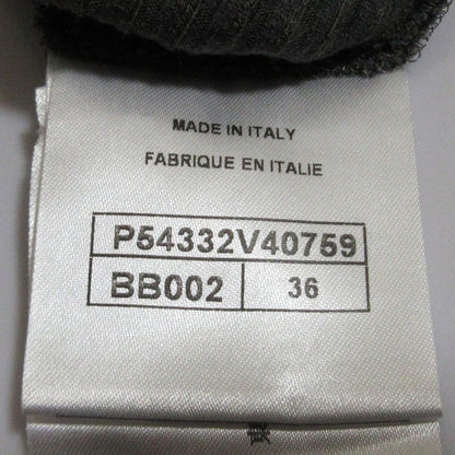 Good Chanel Pearl Embellishment Rib Knit Cut and Sewn P54332 Size 36 Gray