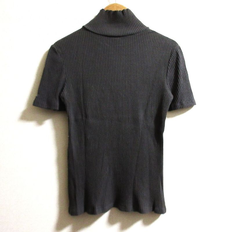Good Chanel Pearl Embellishment Rib Knit Cut and Sewn P54332 Size 36 Gray