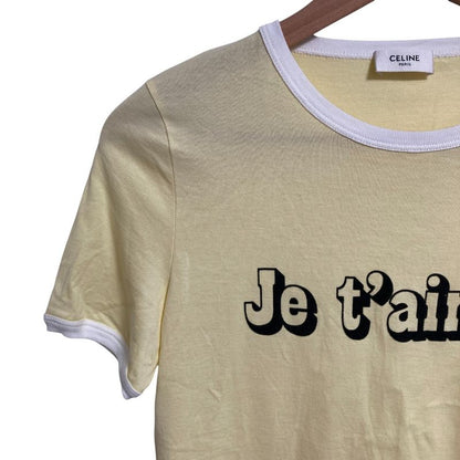 Celine Je T'aime Print Ringer T-Shirt XS Size Light Yellow Ladies Used
