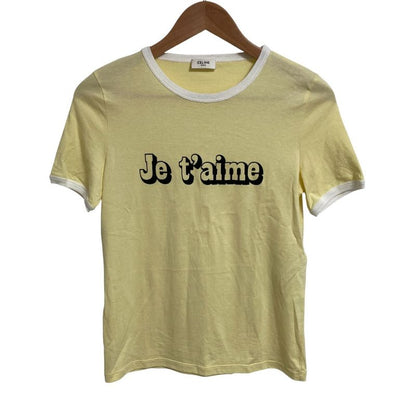 Celine Je T'aime Print Ringer T-Shirt XS Size Light Yellow Ladies Used