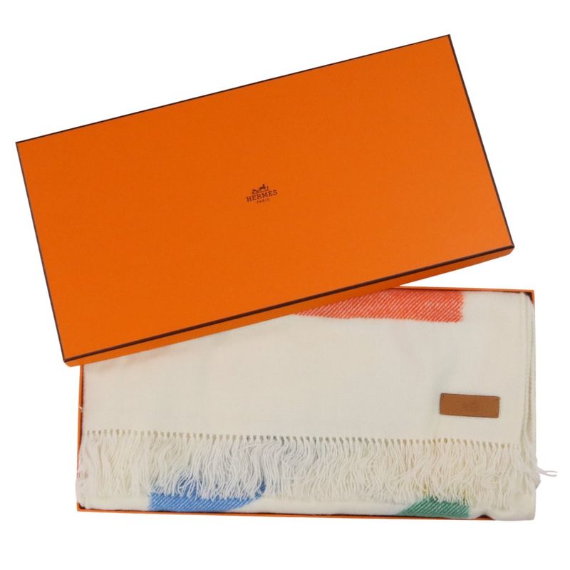 23ss Hermes Ikat Zigzag Cashmere Scarf Multicolor Women's Used Used