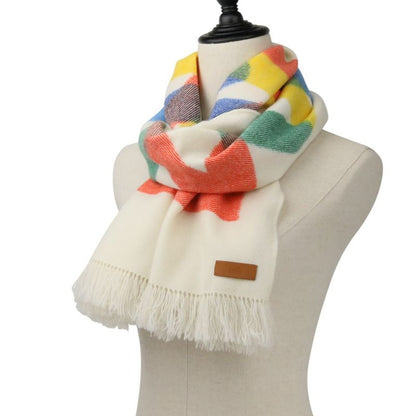 23ss Hermes Ikat Zigzag Cashmere Scarf Multicolor Women's Used Used