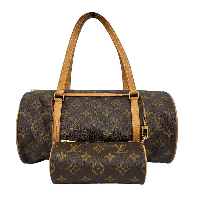 Louis Vuitton Monogram Papillon 30 Tube Shape Handbag M51385 Marron Brown