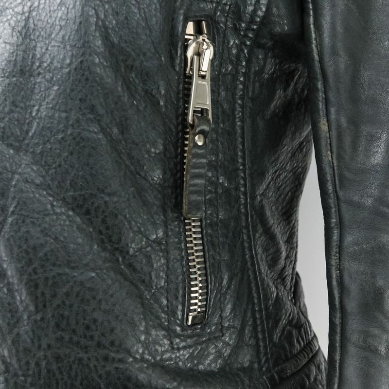 Balenciaga Lamb Leather Double Riders Jacket 34 Black Ladies Used