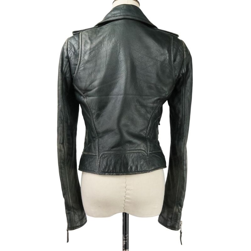 Balenciaga Lamb Leather Double Riders Jacket 34 Black Ladies Used
