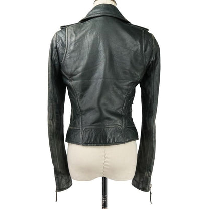 Balenciaga Lamb Leather Double Riders Jacket 34 Black Ladies Used