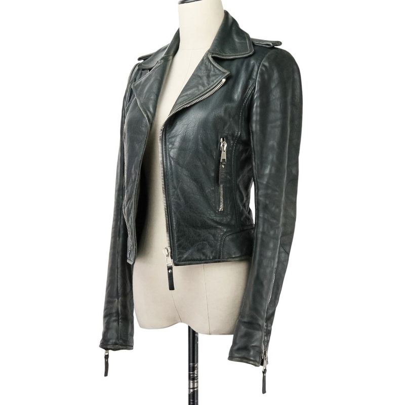 Balenciaga Lamb Leather Double Riders Jacket 34 Black Ladies Used
