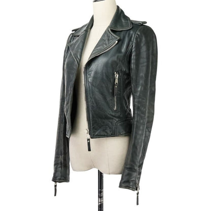 Balenciaga Lamb Leather Double Riders Jacket 34 Black Ladies Used