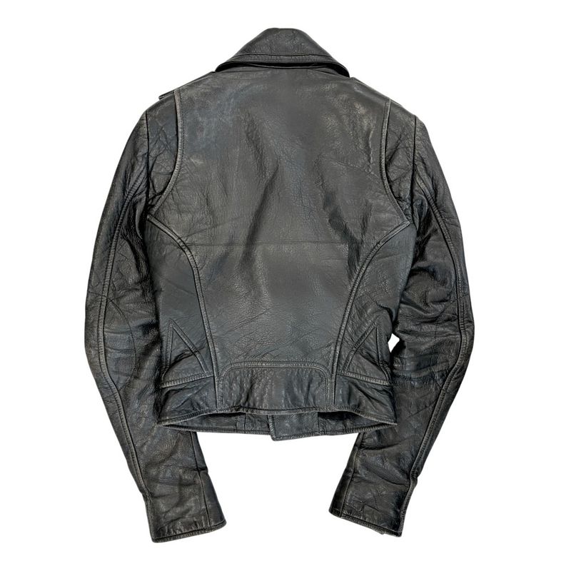 Balenciaga Lamb Leather Double Riders Jacket 34 Black Ladies Used