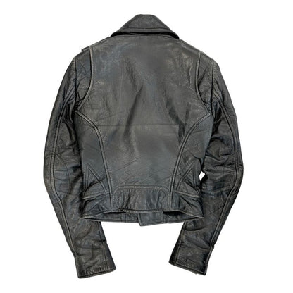 Balenciaga Lamb Leather Double Riders Jacket 34 Black Ladies Used