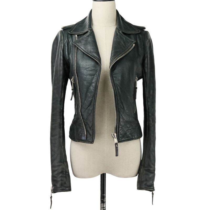 Balenciaga Lamb Leather Double Riders Jacket 34 Black Ladies Used