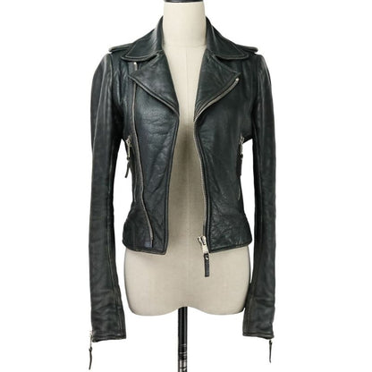 Balenciaga Lamb Leather Double Riders Jacket 34 Black Ladies Used