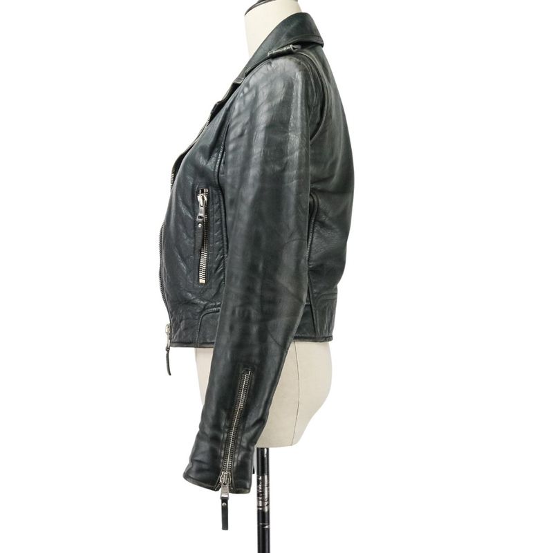 Balenciaga Lamb Leather Double Riders Jacket 34 Black Ladies Used