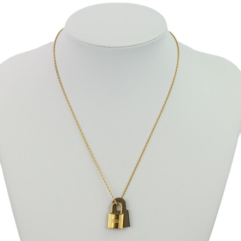 Hermes Eau Kelly Pendant Necklace Etoupe Gold Color Ladies Used