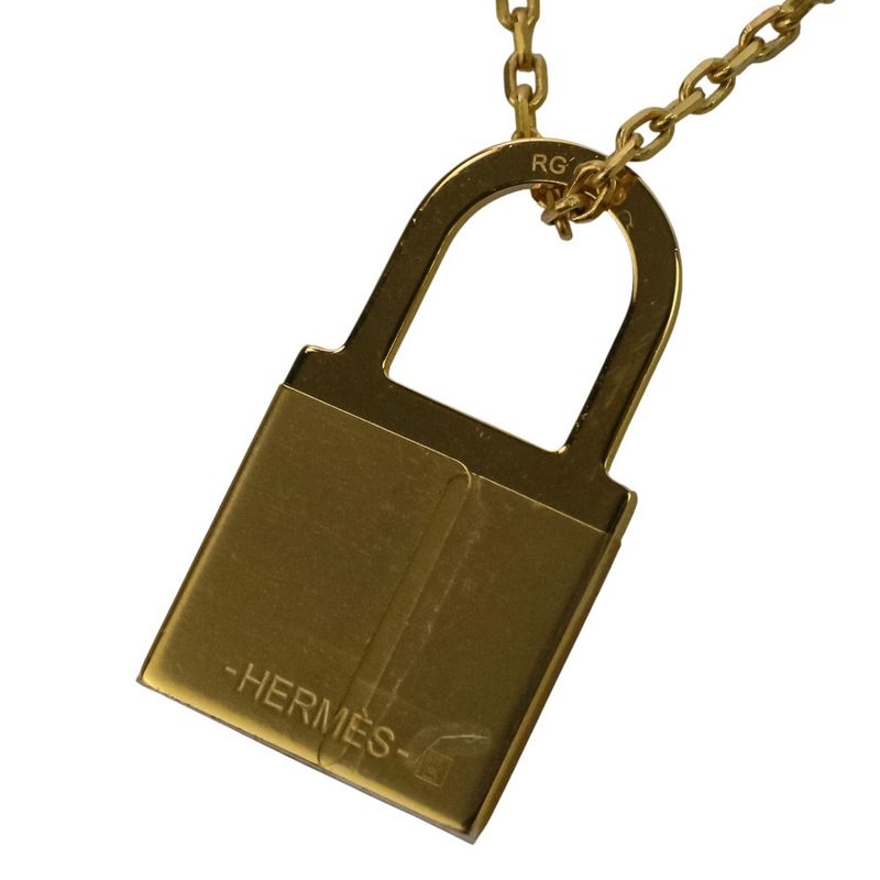 Hermes Eau Kelly Pendant Necklace Etoupe Gold Color Ladies Used