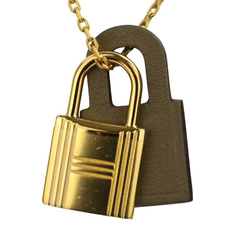 Hermes Eau Kelly Pendant Necklace Etoupe Gold Color Ladies Used