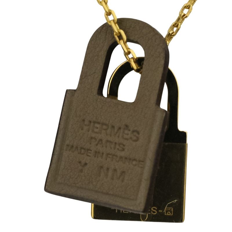 Hermes Eau Kelly Pendant Necklace Etoupe Gold Color Ladies Used