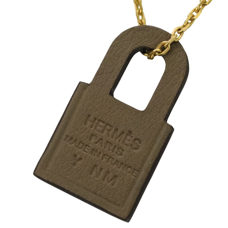 Hermes Eau Kelly Pendant Necklace Etoupe Gold Color Ladies Used