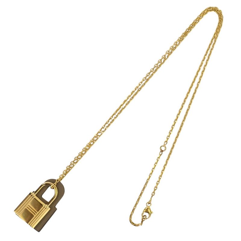 Hermes Eau Kelly Pendant Necklace Etoupe Gold Color Ladies Used