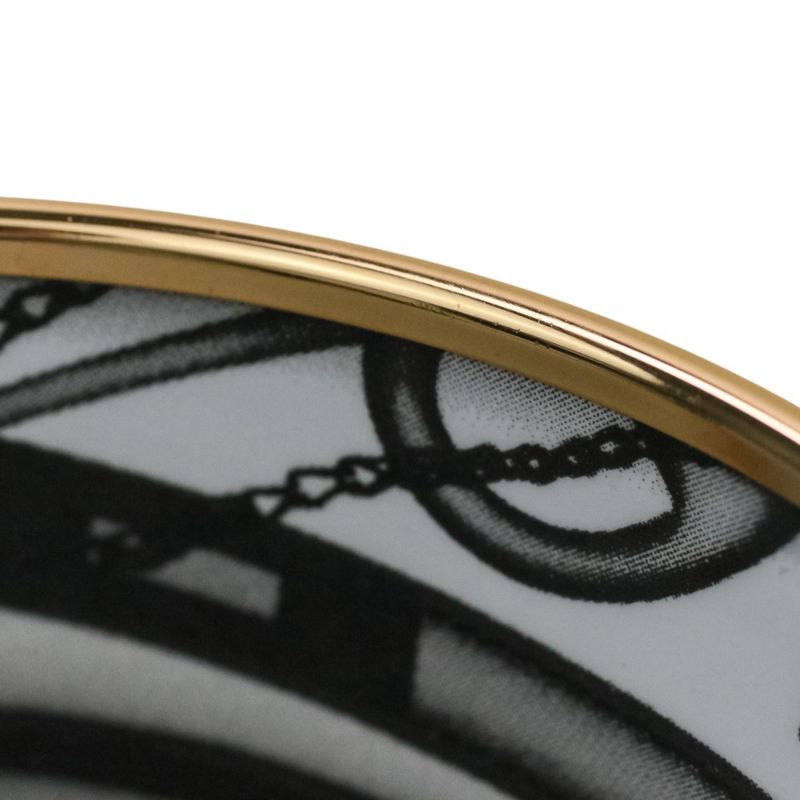 Hermes Emile TGM Check-in Cloisonne Bangle Bracelet Black Ladies Used