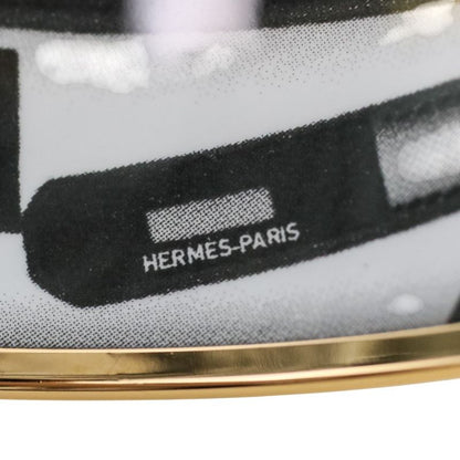 Hermes Emile TGM Check-in Cloisonne Bangle Bracelet Black Ladies Used