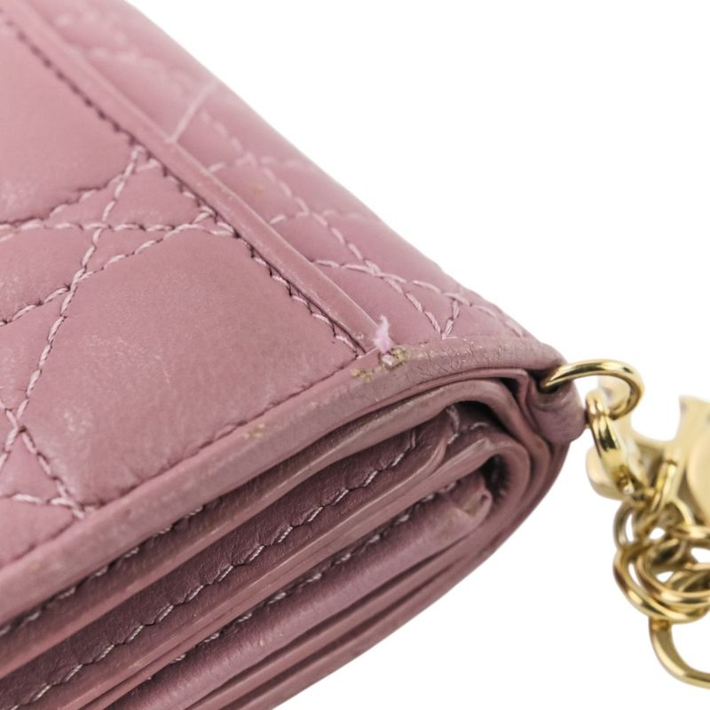 Christian Dior Lady Dior Canaje Lotus Wallet Trifold Wallet Lavender Ladies Used