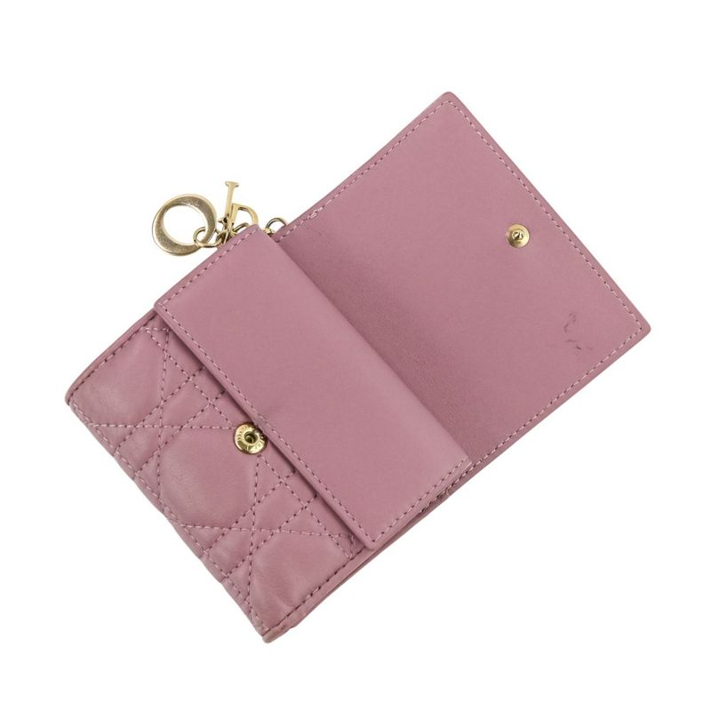 Christian Dior Lady Dior Canaje Lotus Wallet Trifold Wallet Lavender Ladies Used