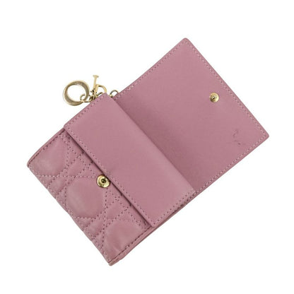 Christian Dior Lady Dior Canaje Lotus Wallet Trifold Wallet Lavender Ladies Used