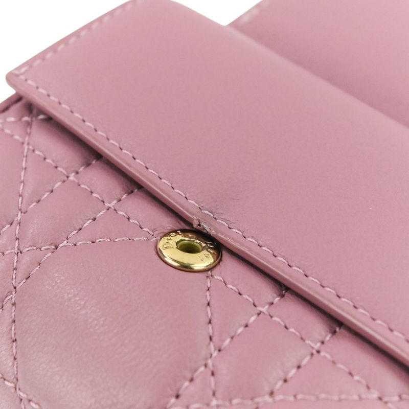 Christian Dior Lady Dior Canaje Lotus Wallet Trifold Wallet Lavender Ladies Used