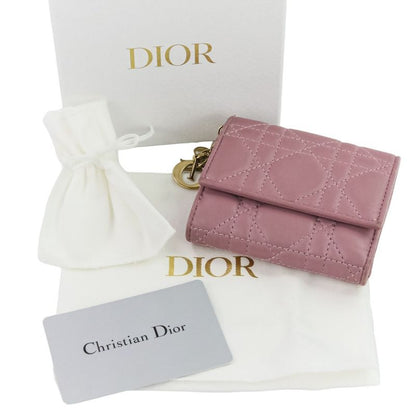 Christian Dior Lady Dior Canaje Lotus Wallet Trifold Wallet Lavender Ladies Used
