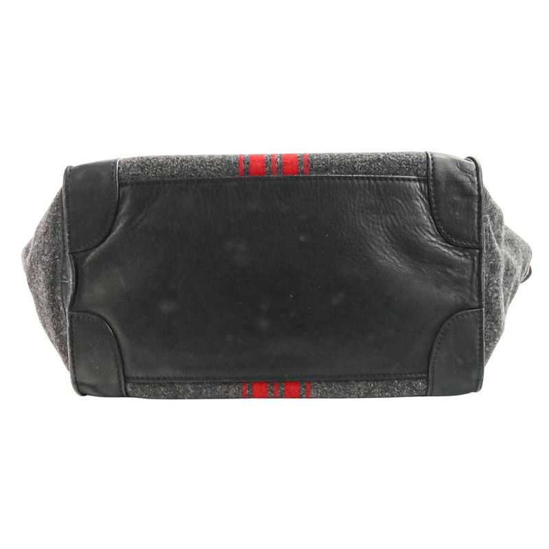 Celine Leather Wool Luggage Mini Shopper Tote Bag Grey Ladies Used