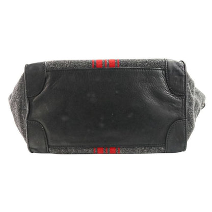 Celine Leather Wool Luggage Mini Shopper Tote Bag Grey Ladies Used