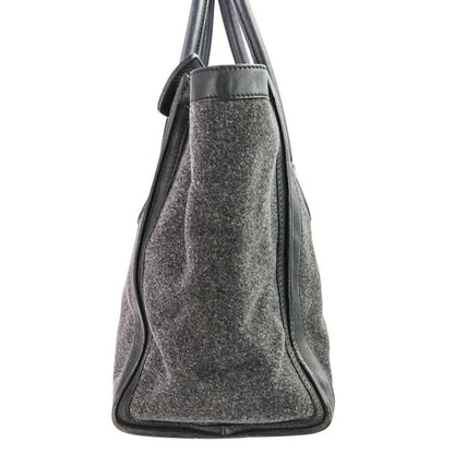 Celine Leather Wool Luggage Mini Shopper Tote Bag Grey Ladies Used