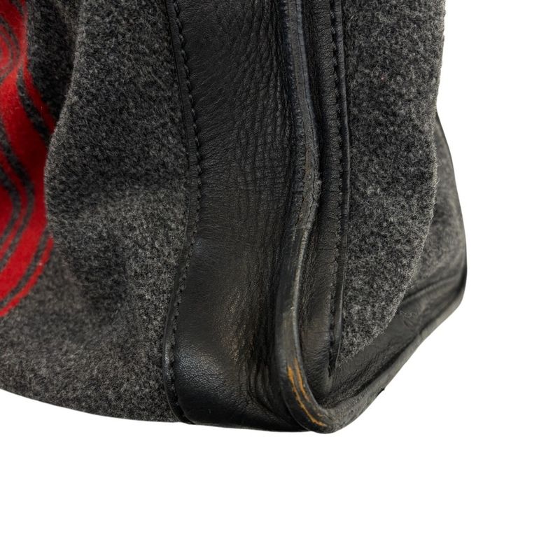 Celine Leather Wool Luggage Mini Shopper Tote Bag Grey Ladies Used