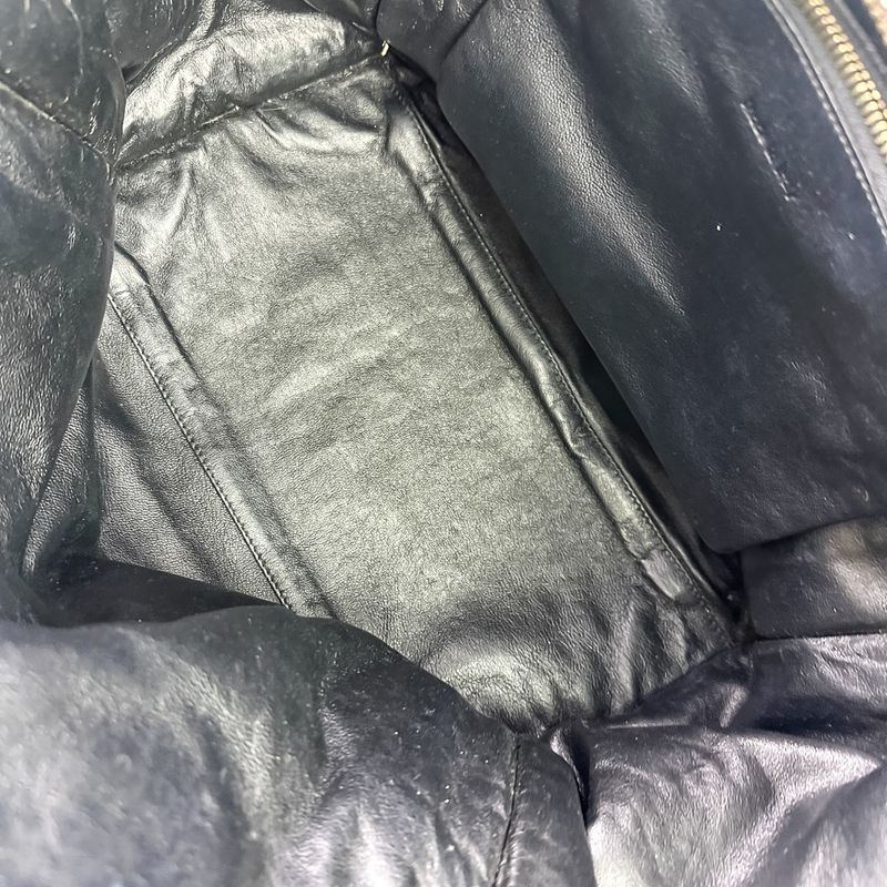 Celine Leather Wool Luggage Mini Shopper Tote Bag Grey Ladies Used