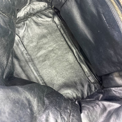 Celine Leather Wool Luggage Mini Shopper Tote Bag Grey Ladies Used