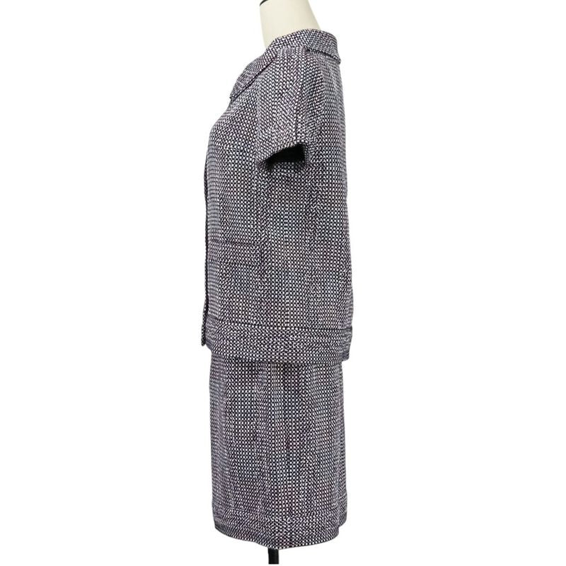 09p Chanel Tweed Jacket Skirt Setup P35404 Size 38 Purple Ladies Used