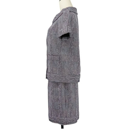 09p Chanel Tweed Jacket Skirt Setup P35404 Size 38 Purple Ladies Used